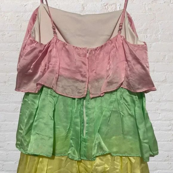 OLIVIA RUBIN Cici Tiered Silk Maxi Dress In Rainbow Neapolitan Colorblock - Size - Picture 7 of 12